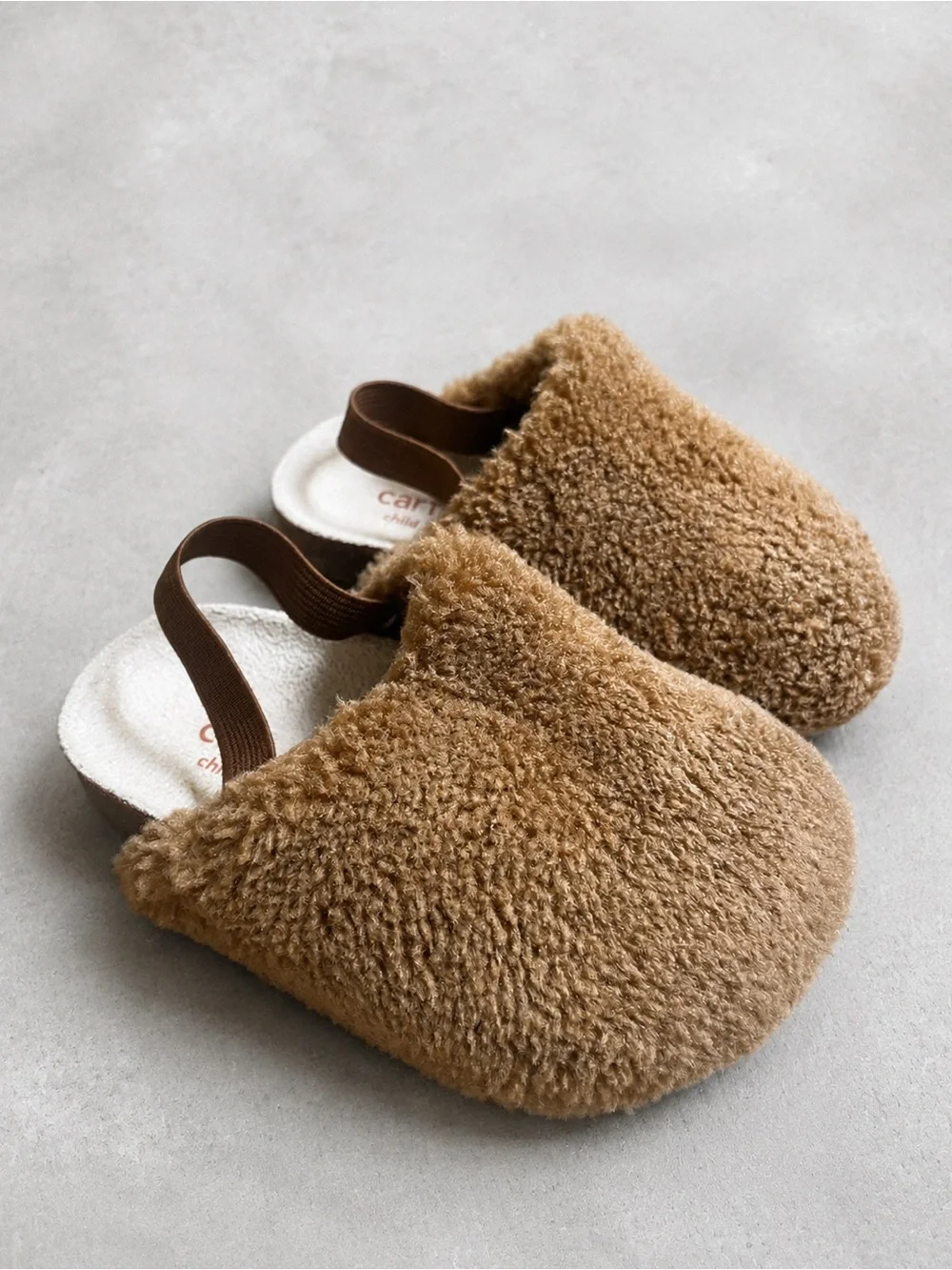 Carters Slipper Faux Shearling Elastic Strap 6-12M Cozy Footwear